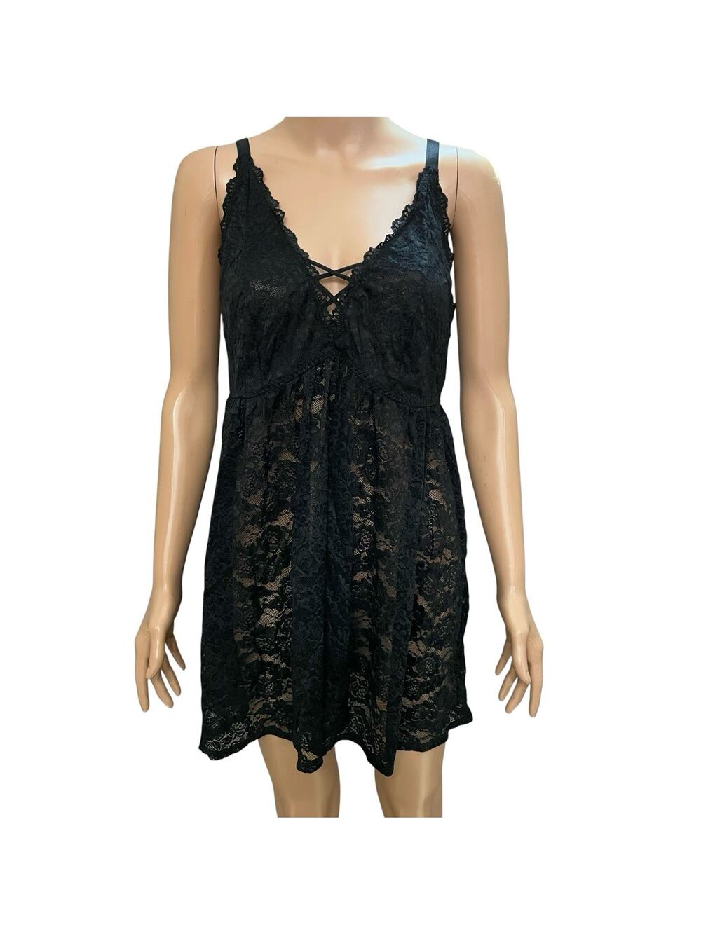 Torrid Babydoll Lace Nightie 2X Sheer Black Empire Waist A-line Mini Lingerie